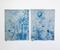 Dia de Festa II (after codice) // Cianotipia s/ tecido de linho e algodão, 43 x 33 cm (cada) // Cyanotype on linen and cotton fabric, 43 x 33 cm (each) // 2023